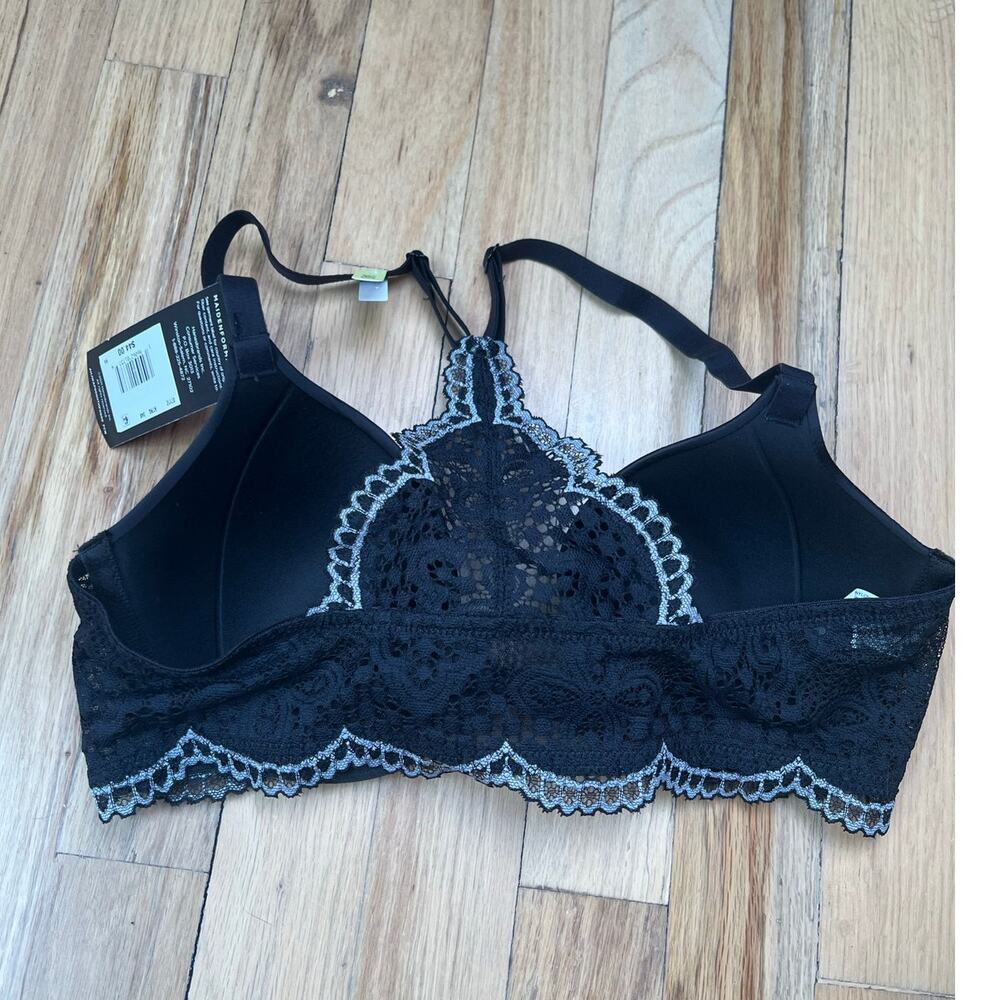 NEW Maidenform Black Lace Racerback Smoothing Bra Smartzone Cups Women's 34B - Picture 2 of 12
